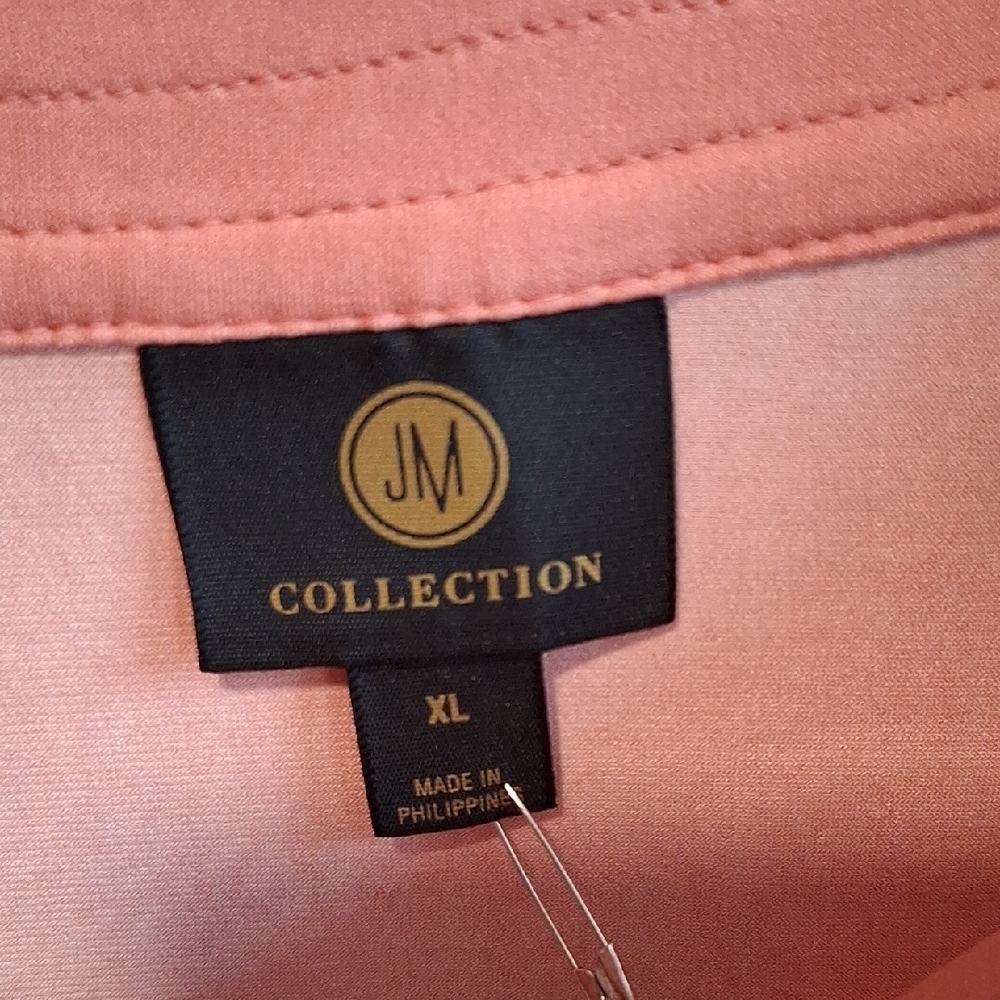 J.m. Collection  Coral to Yellow Floral Lace-Up Tunic - Picture 5 of 5